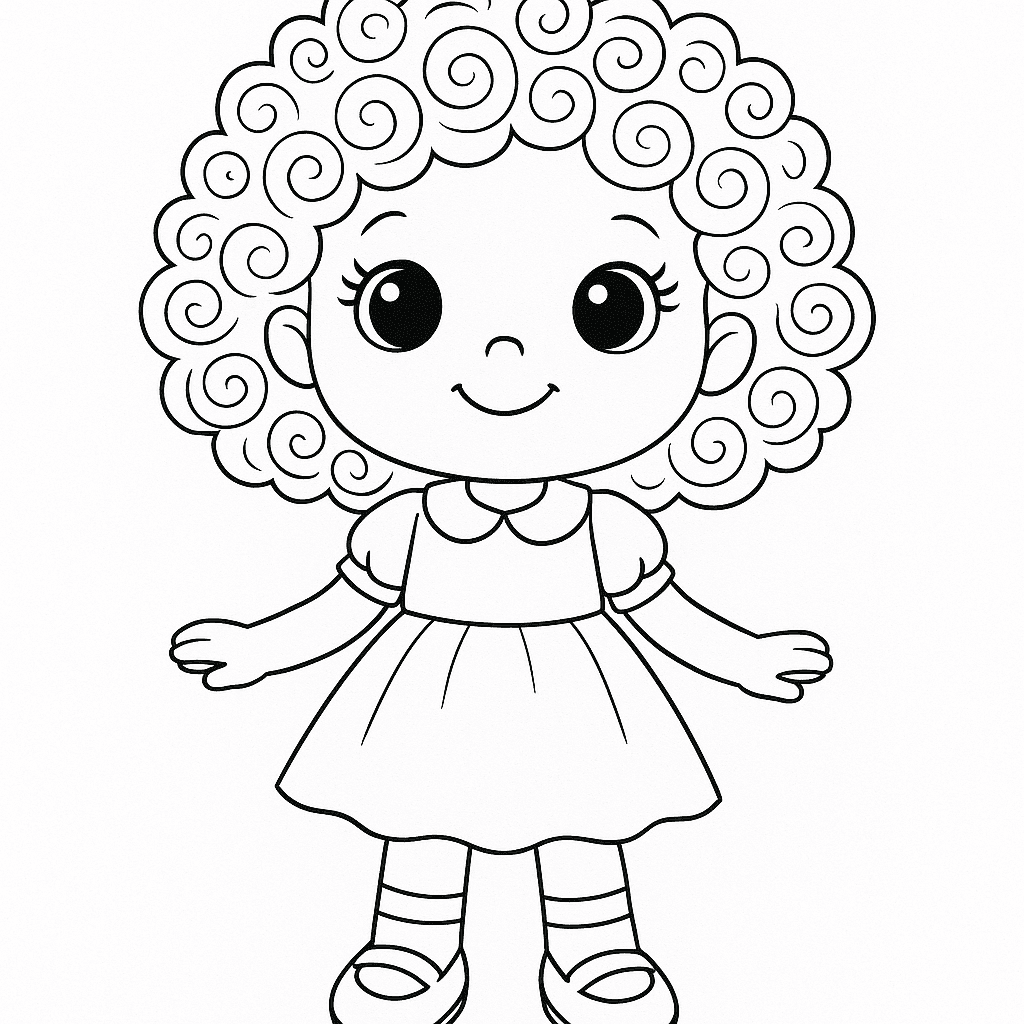 Curly Doll Coloring Page