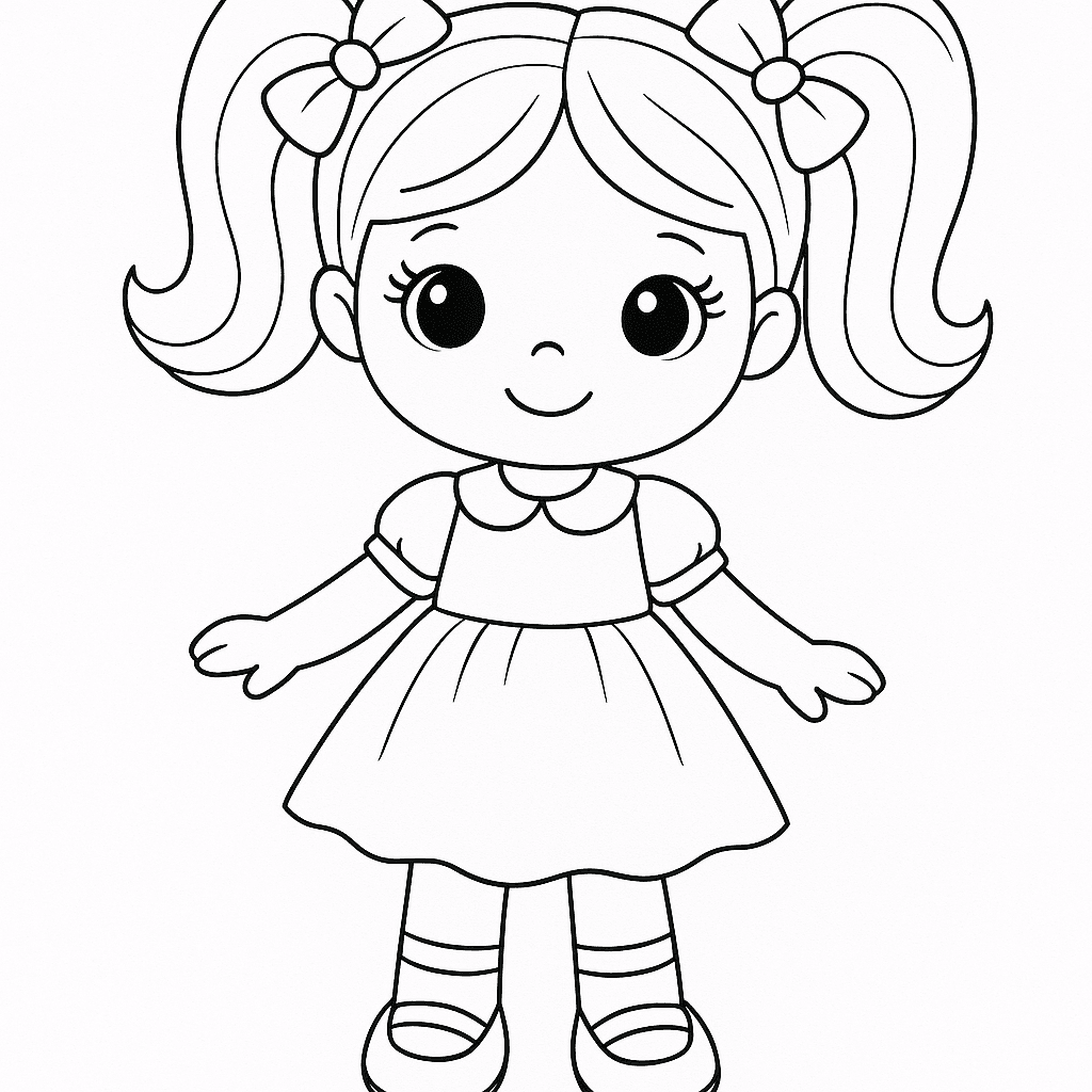 Doll in Dress Coloring Page