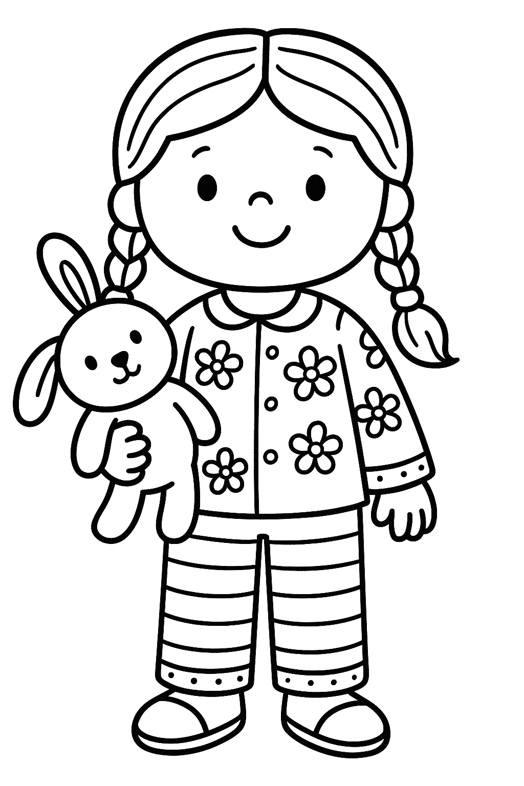 Doll in Pajamas Coloring Page