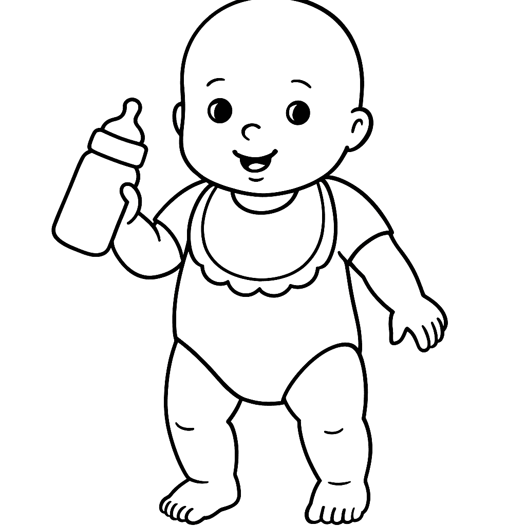 Doll with Bottle Coloring Page