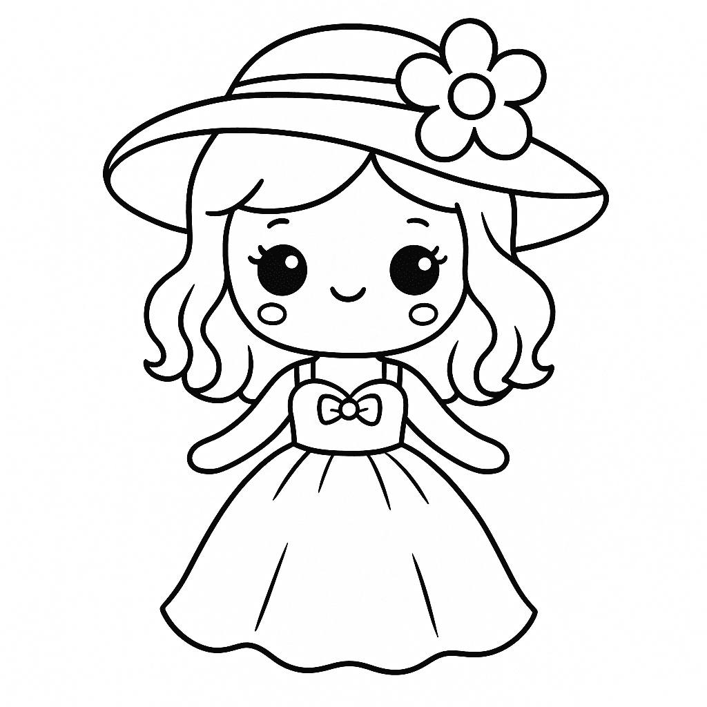Doll with Hat Coloring Page