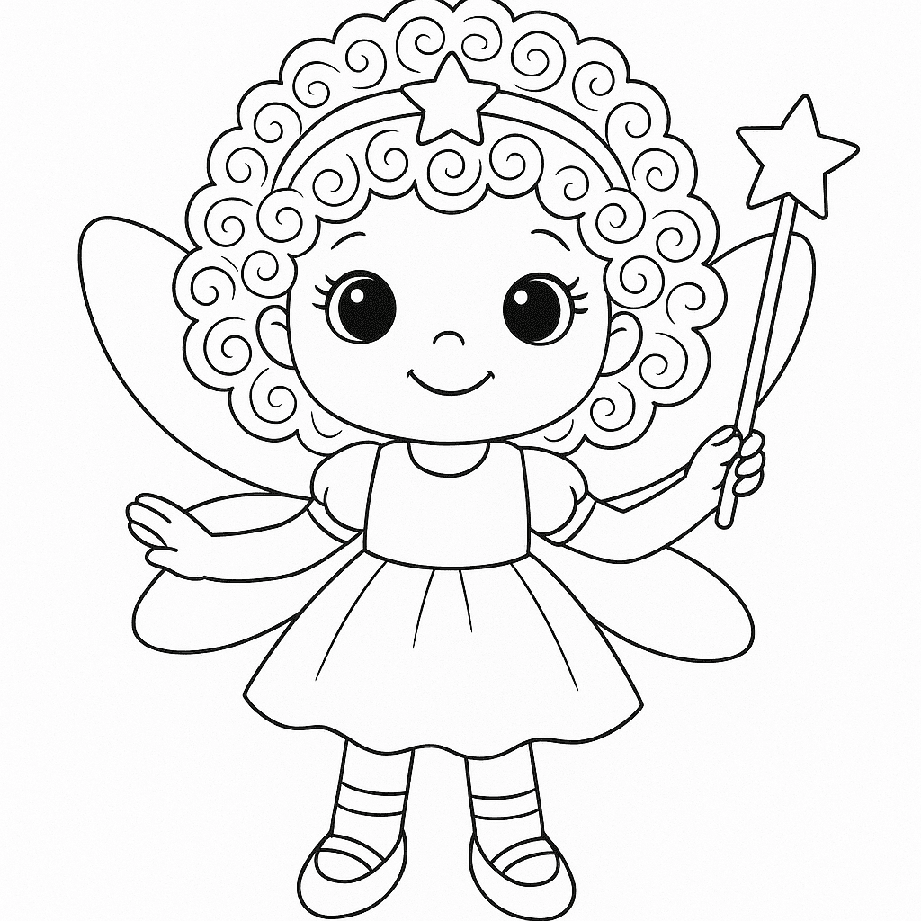 Doll with Magic Wand Coloring Page