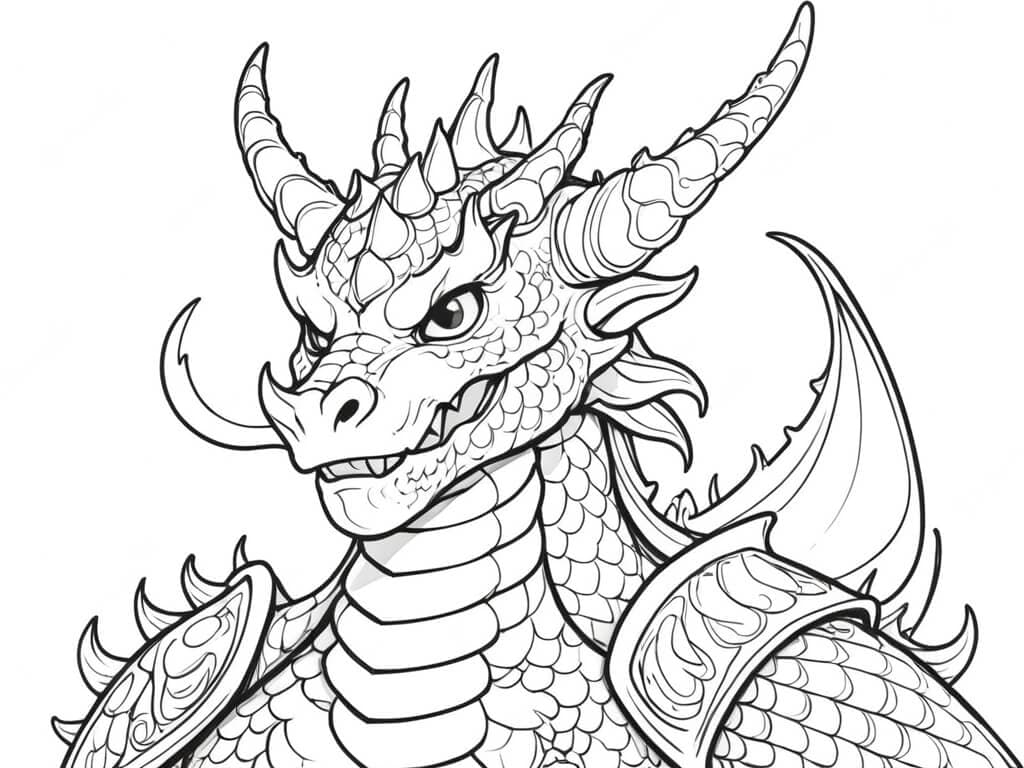 Dragon in Armor Coloring Page