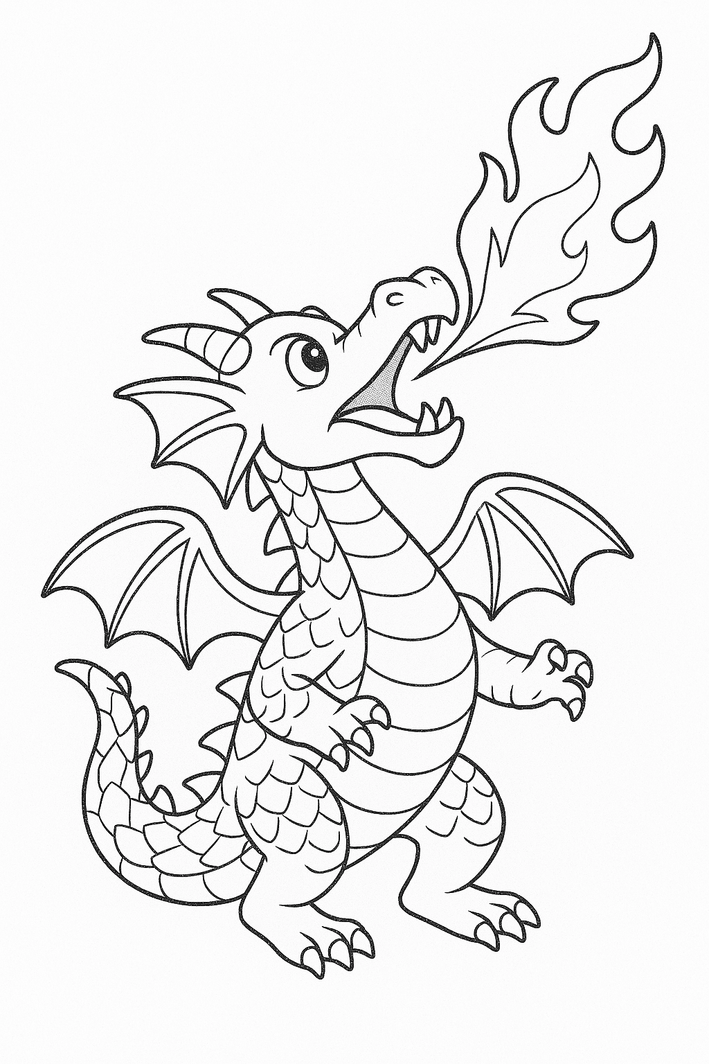 Fire-Breathing Dragon Coloring Page