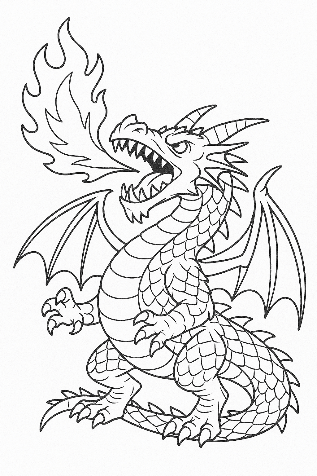 Fire Dragon Coloring Page