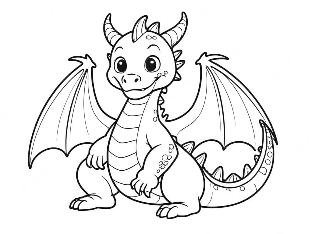 Happy Dragon Coloring Page