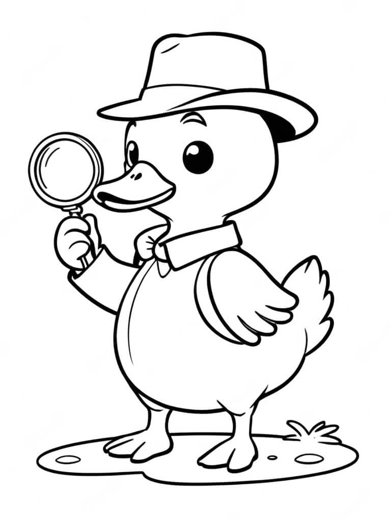 Detective Duck Coloring Page