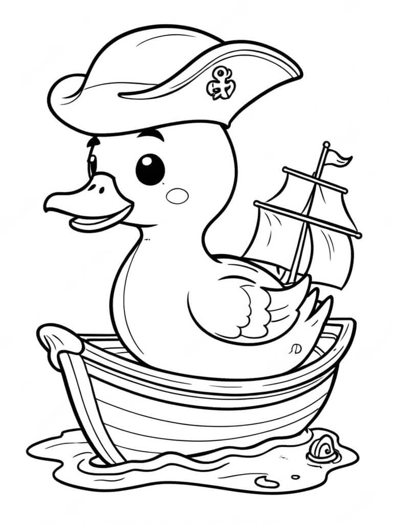 Pirate Duckling Coloring Page