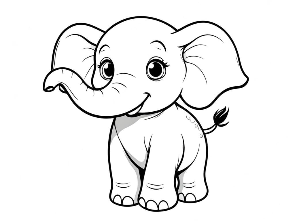 Baby Elephant Coloring Page