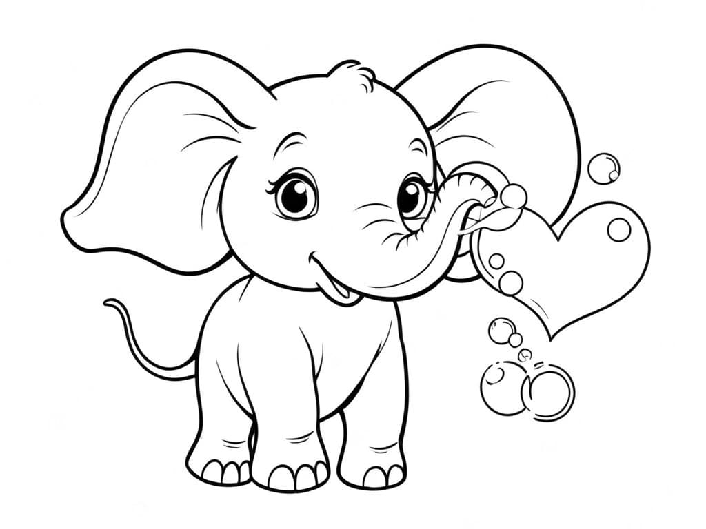 Elephant Blowing Bubbles Coloring Page