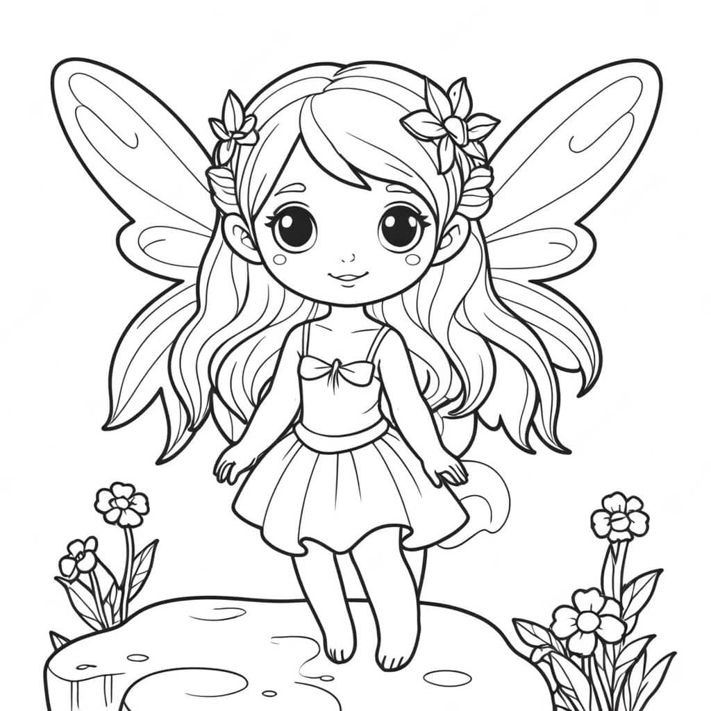 Child Fairy Coloring Page