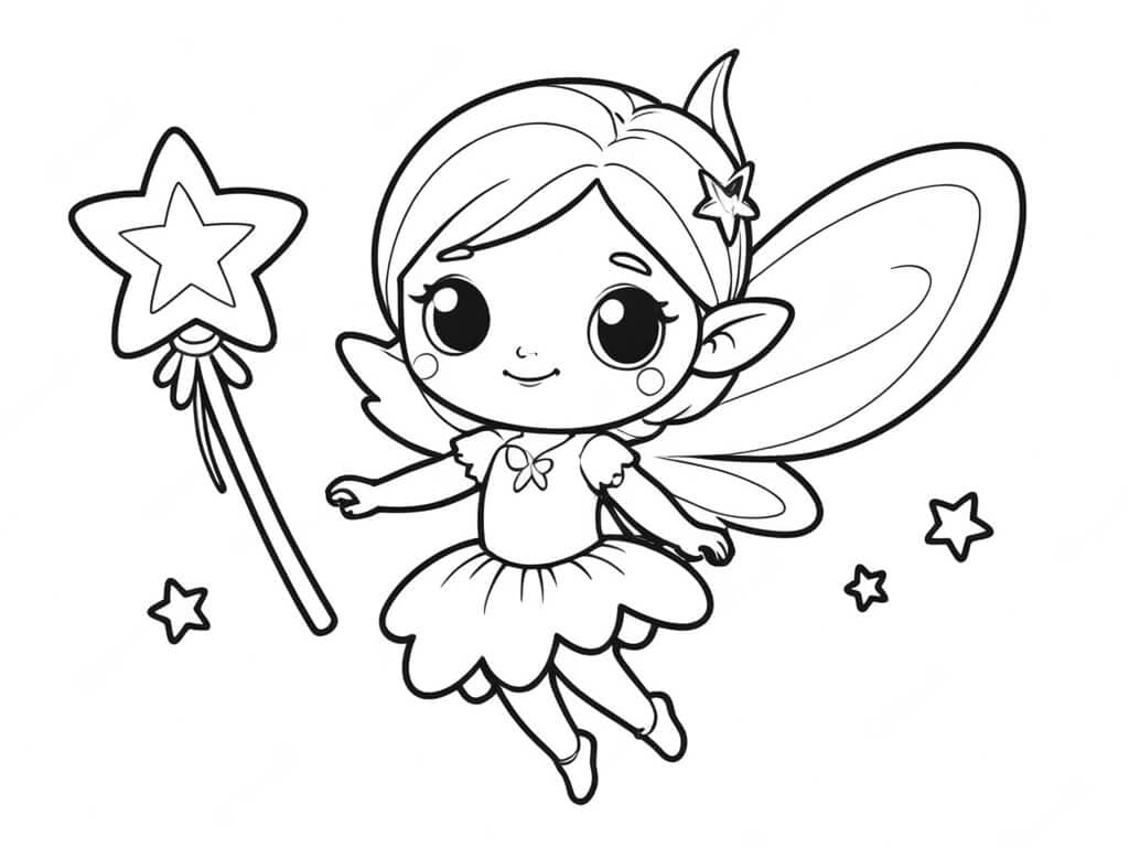 Fairy and Her Magic Wand Coloring Page