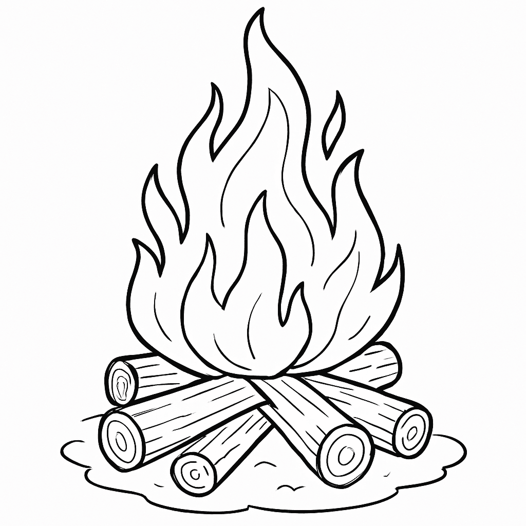 Classic Campfire Coloring Page