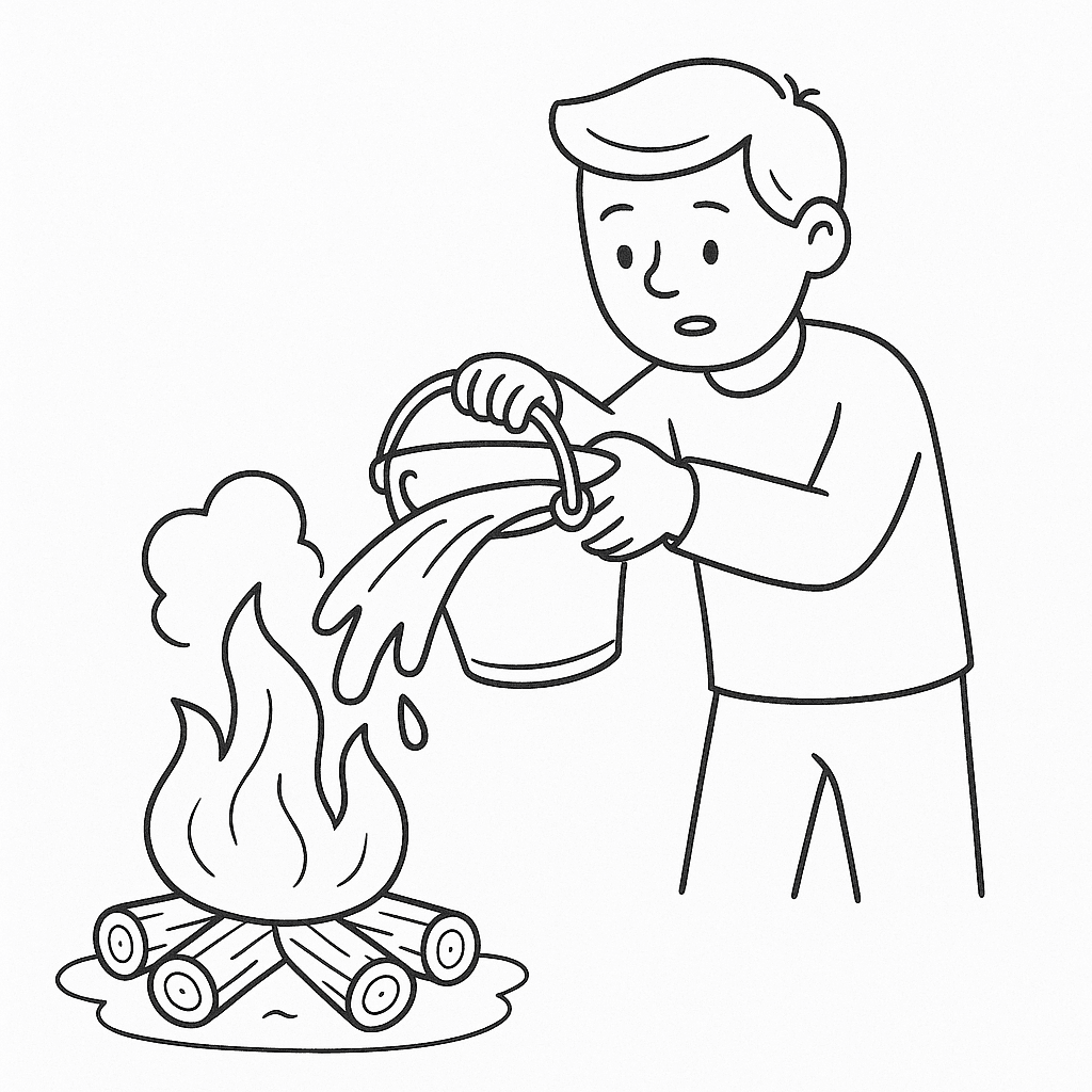 Fire Being Extinguished Coloring Page