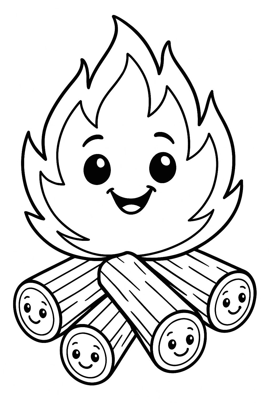 Happy Campfire Coloring Page