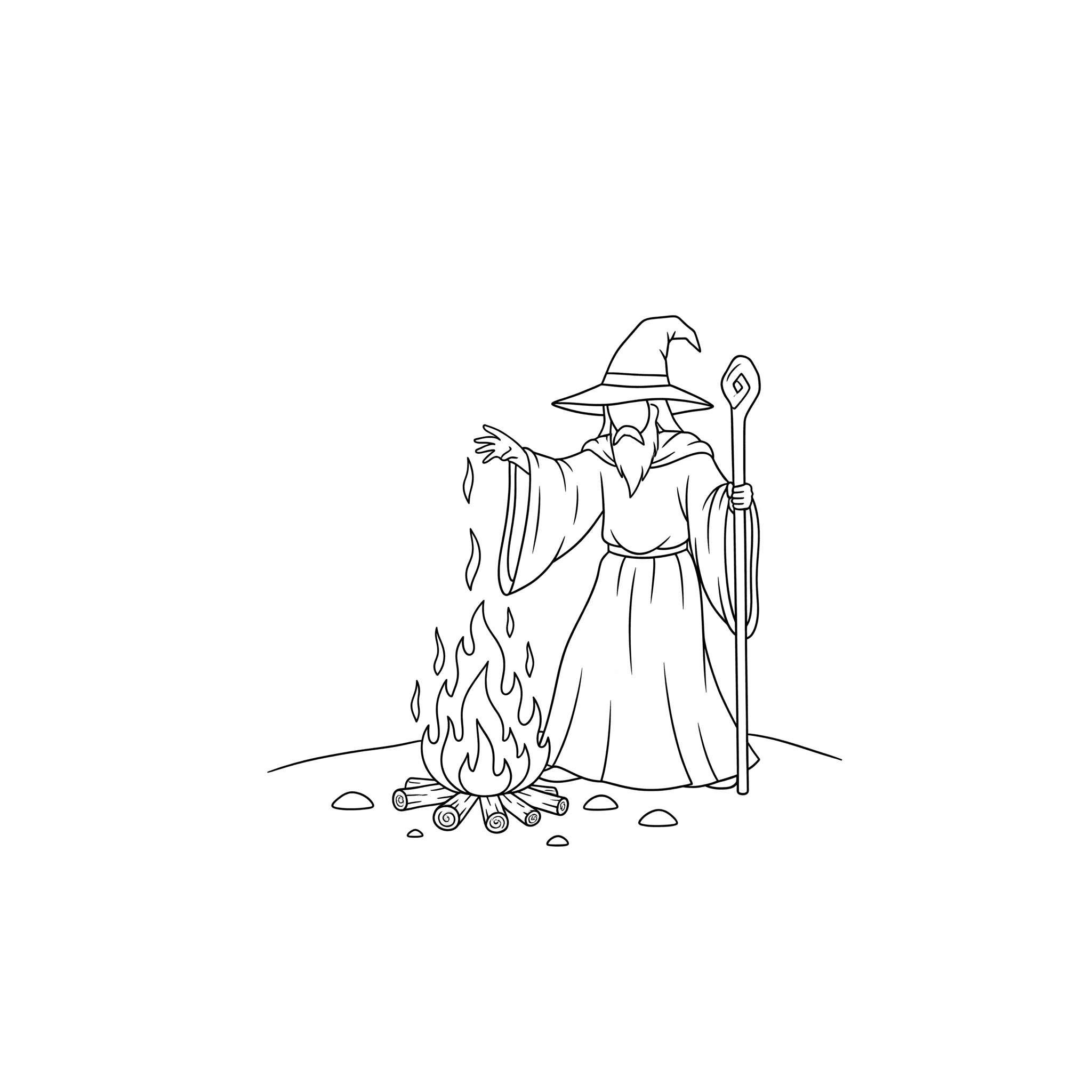 Wizard by the Fire Coloring Page