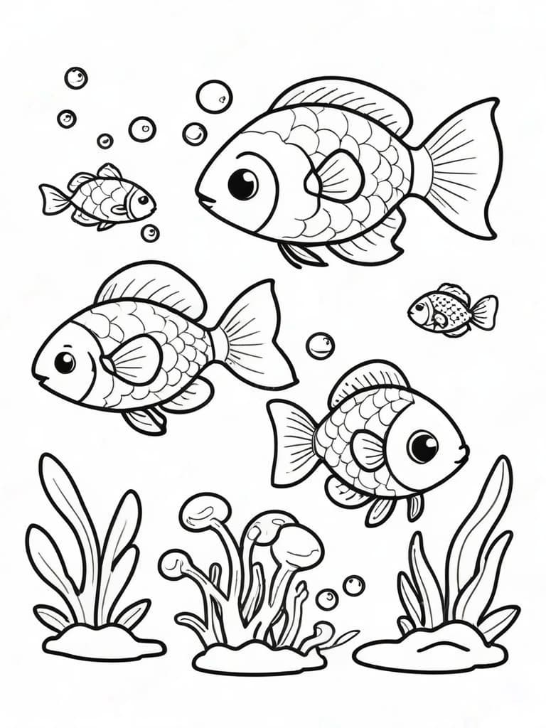 Fish Family Coloring Page