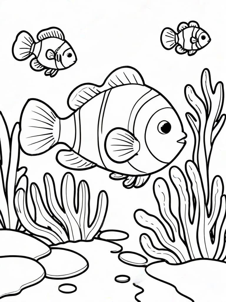 Fish in the Ocean Coloring Page