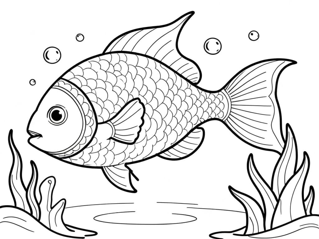 Swimming Fish Coloring Page