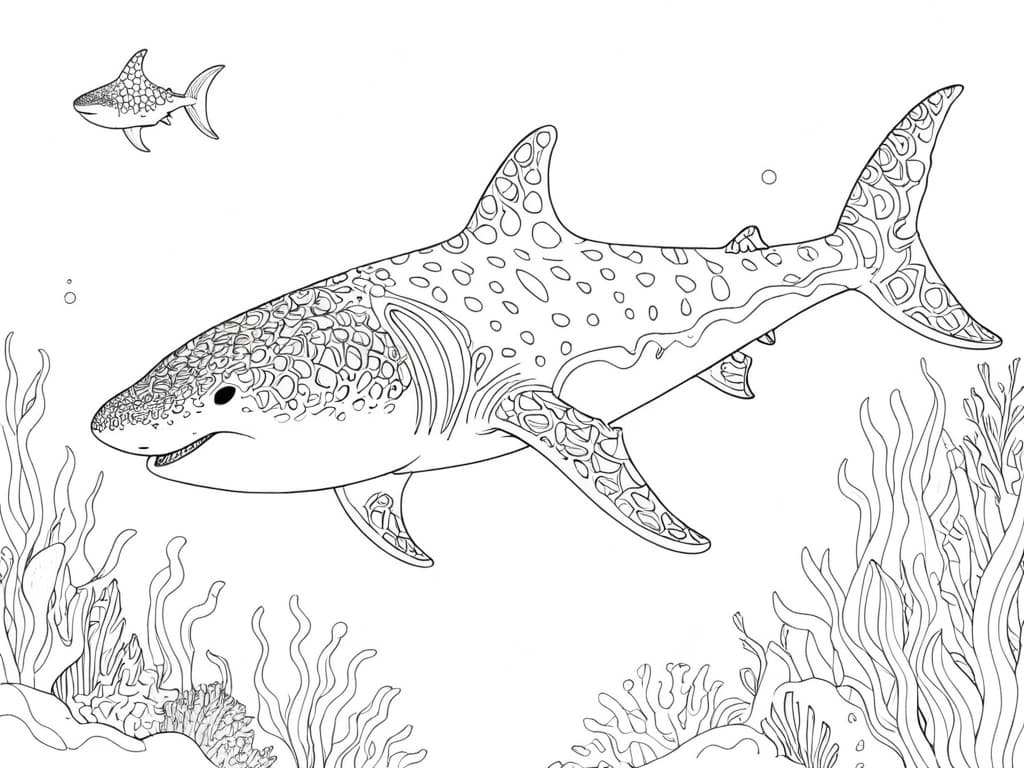 Swimming Whale Shark Coloring Page