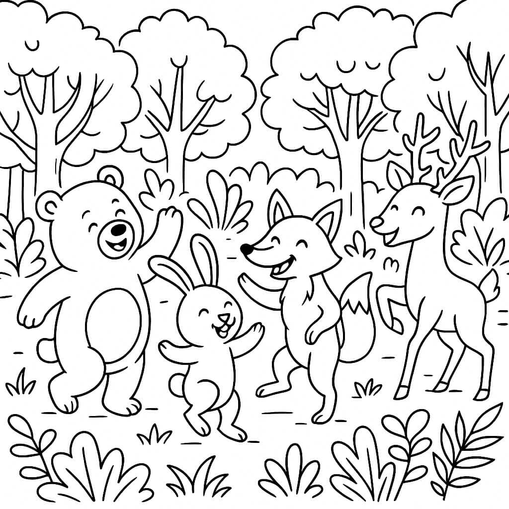 Forest Festival with Dancing Animals