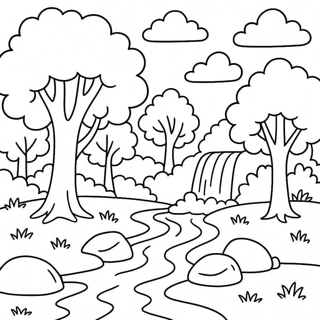 Forest with Waterfall