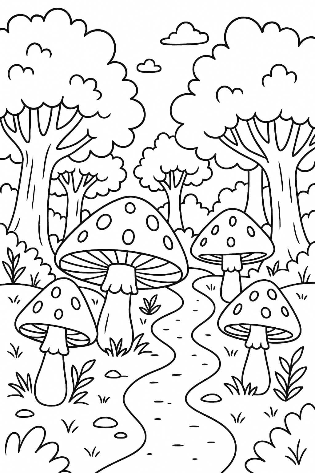 Magical Forest with Mushrooms