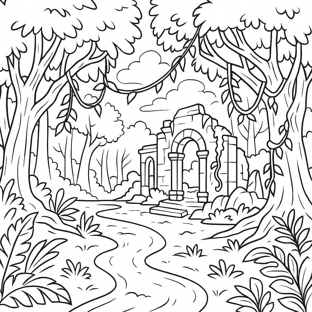 Temple Ruins in the Forest