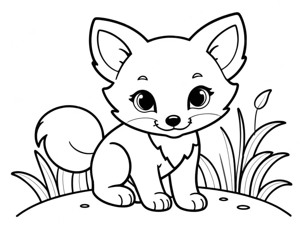 Cute fox coloring page