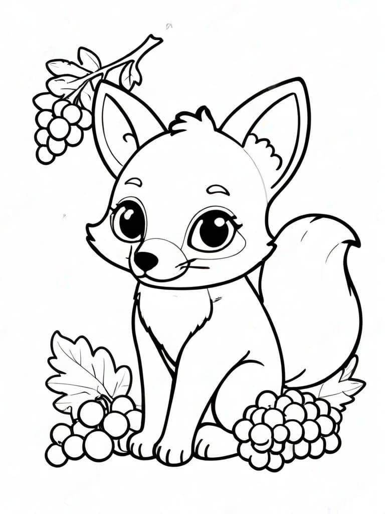Fox and grapes coloring page