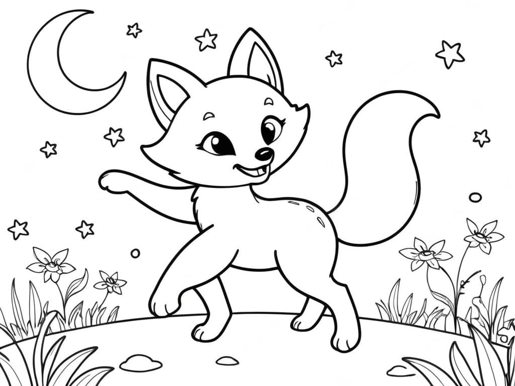 Fox dancing with stars coloring page