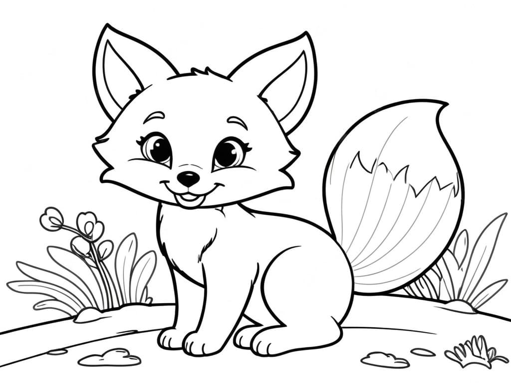Fox in the garden coloring page