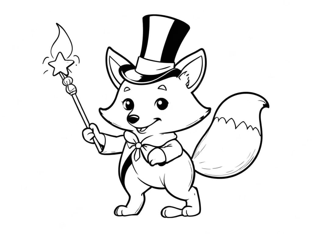 Magical fox coloring page