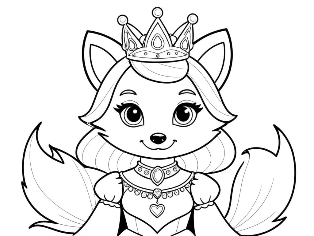 Princess fox coloring page