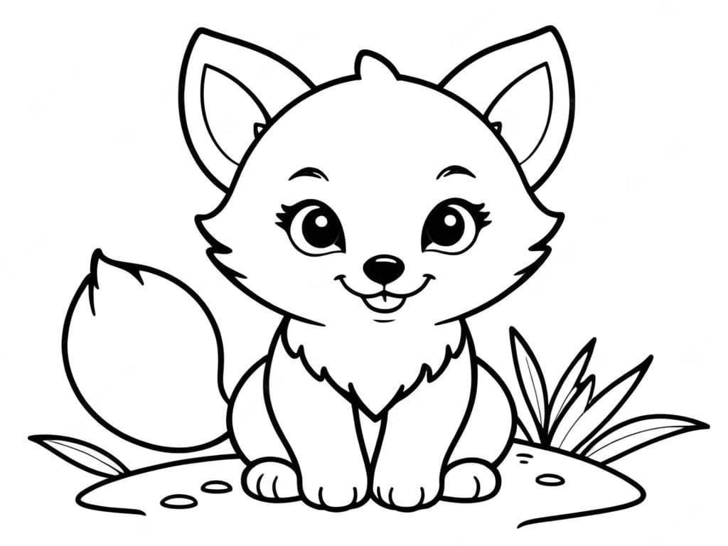 Sweet baby fox coloring page