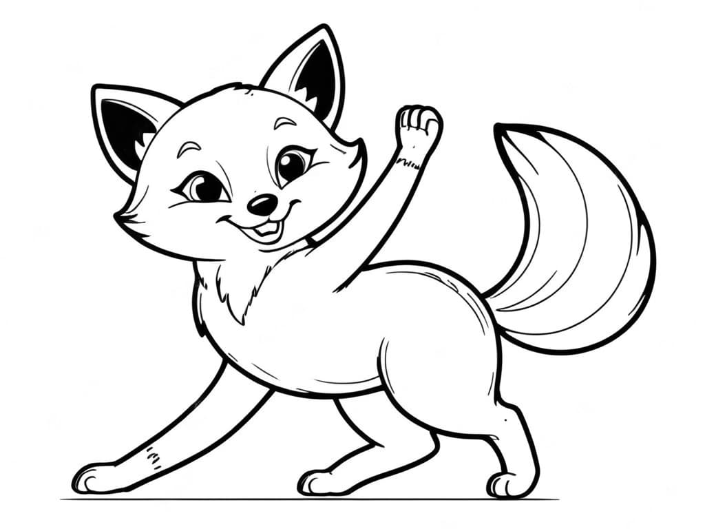 Waving fox coloring page