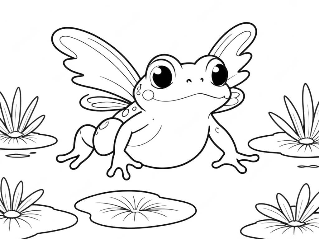 Flying Frog Coloring Page