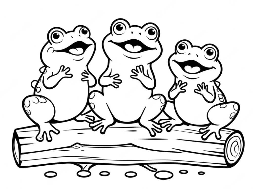 Singing Frogs Coloring Page