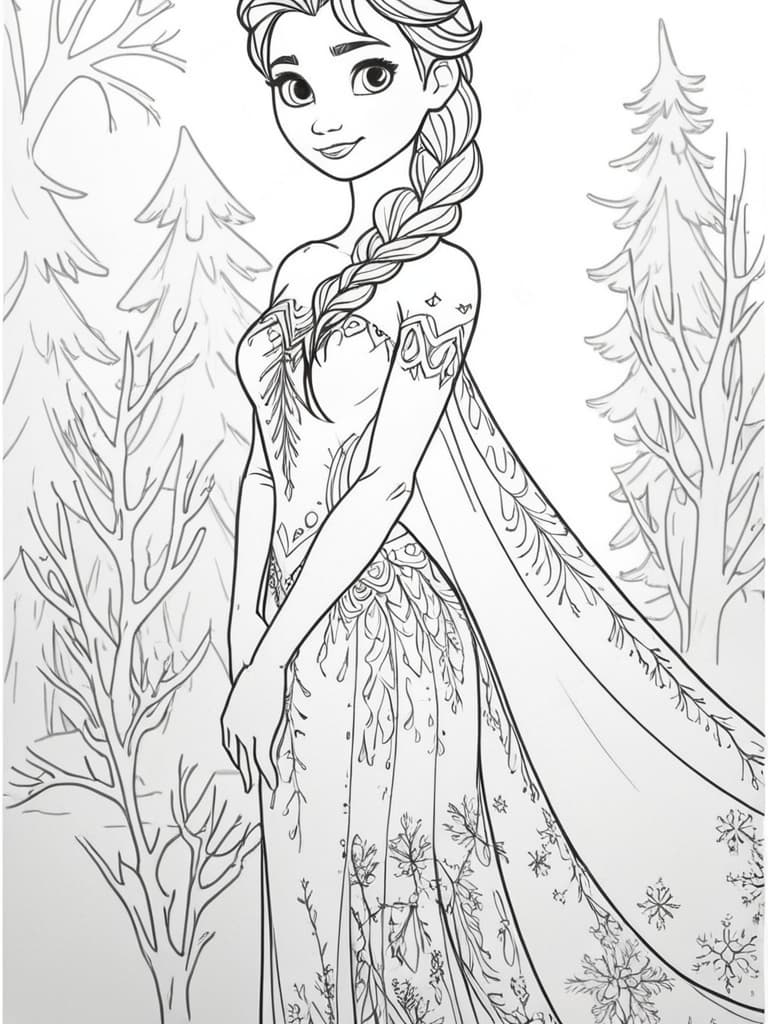 Classic Elsa Coloring Page