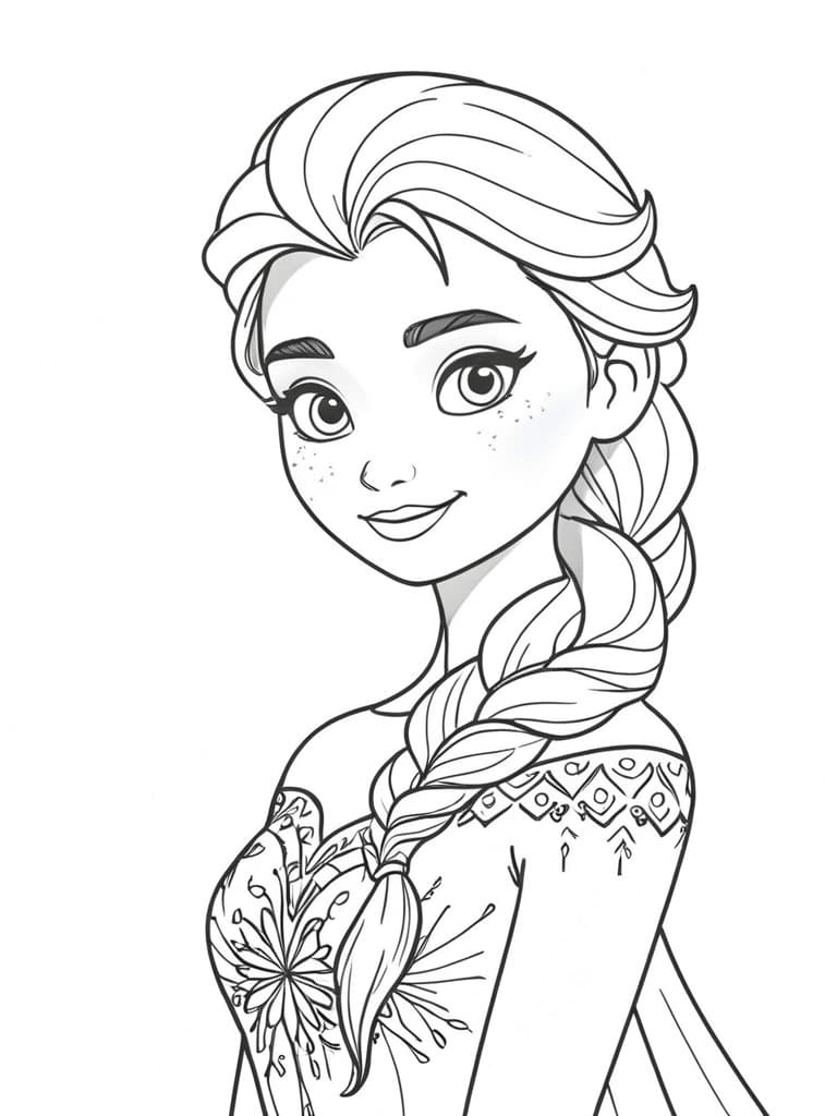 Elsa in Ice Blue Dress Coloring Page