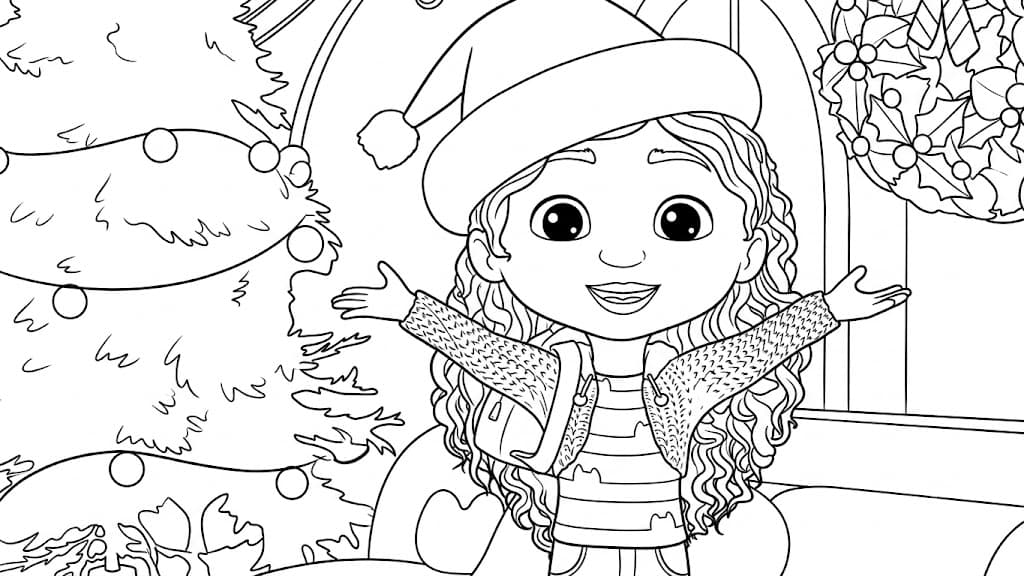 Gabby at Christmas Coloring Page
