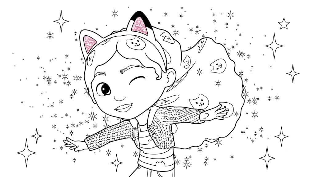 Gabby with Purple Hair Coloring Page