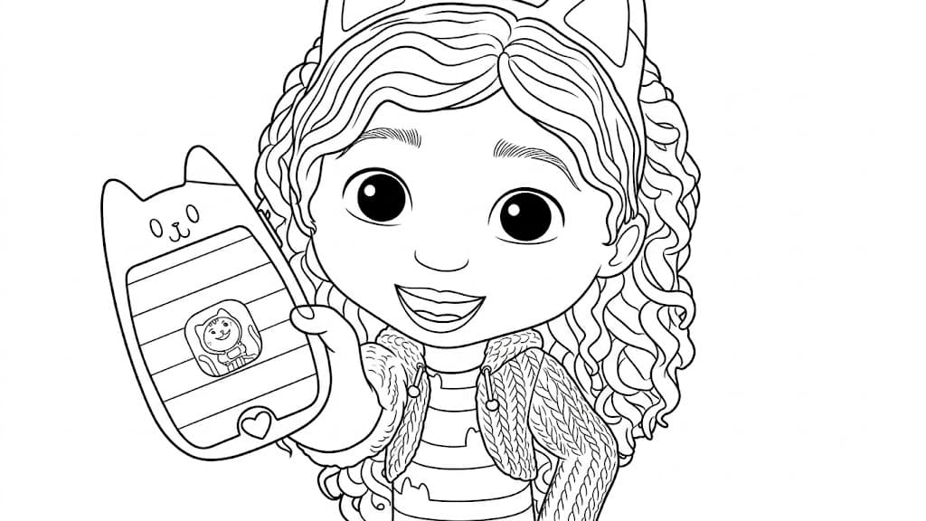 Gabby with a Smartphone Coloring Page