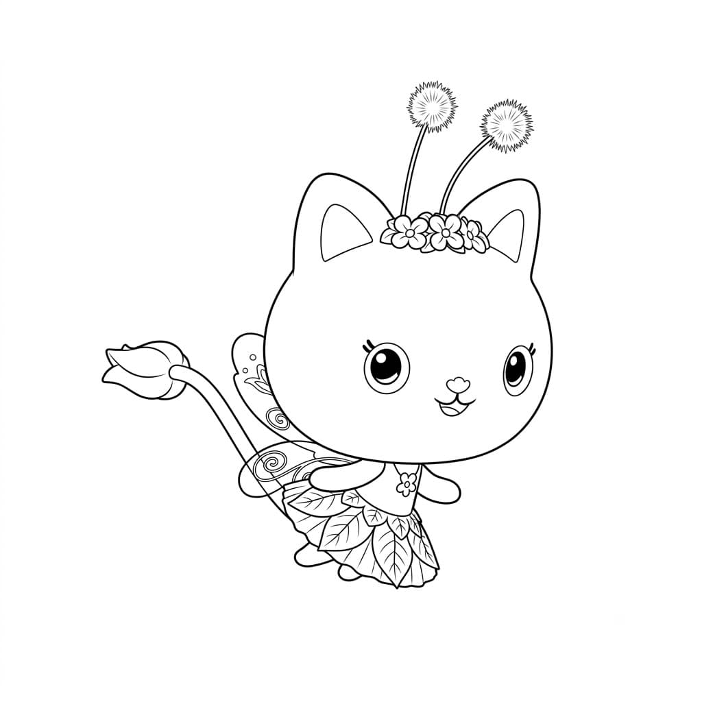 Kitty Fairy Coloring Page