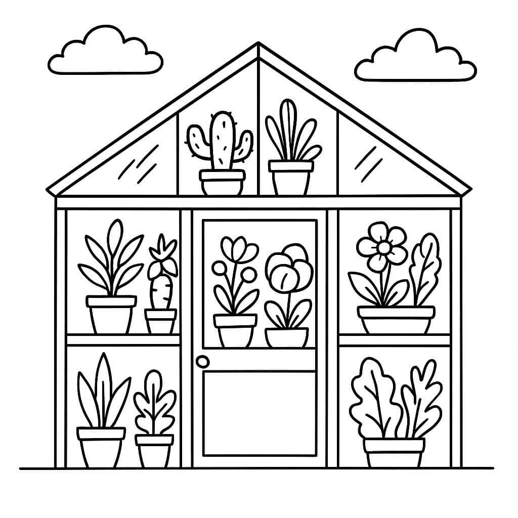 Garden Greenhouse Coloring Page