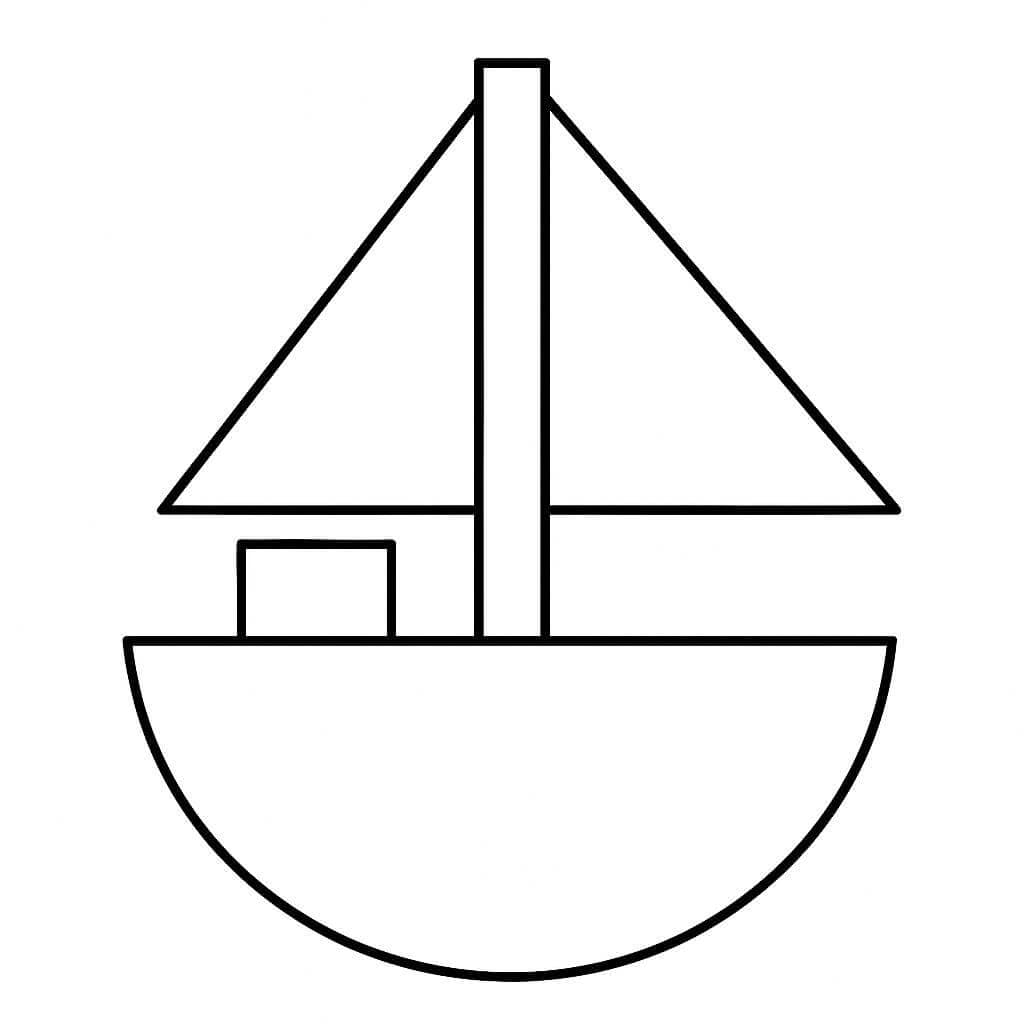 Geometric Boat Coloring Page