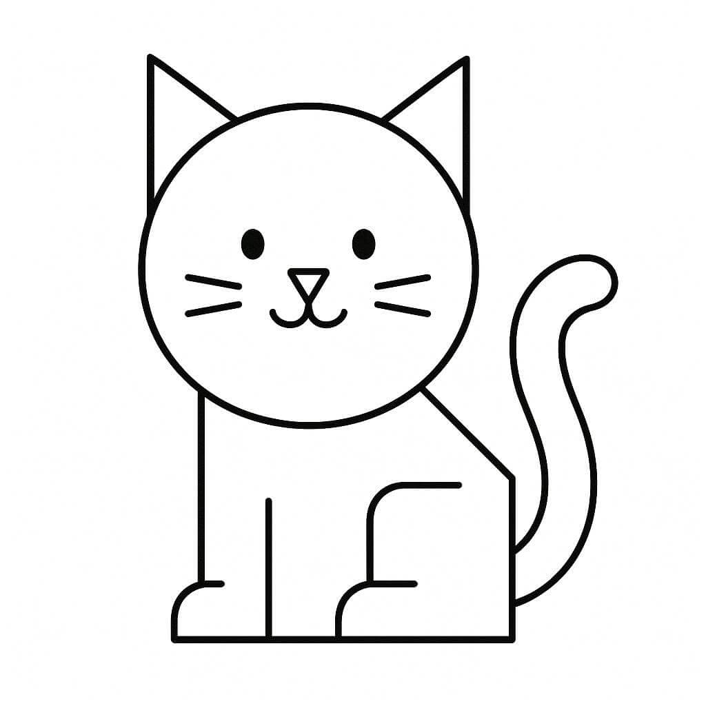 Geometric Cat Coloring Page