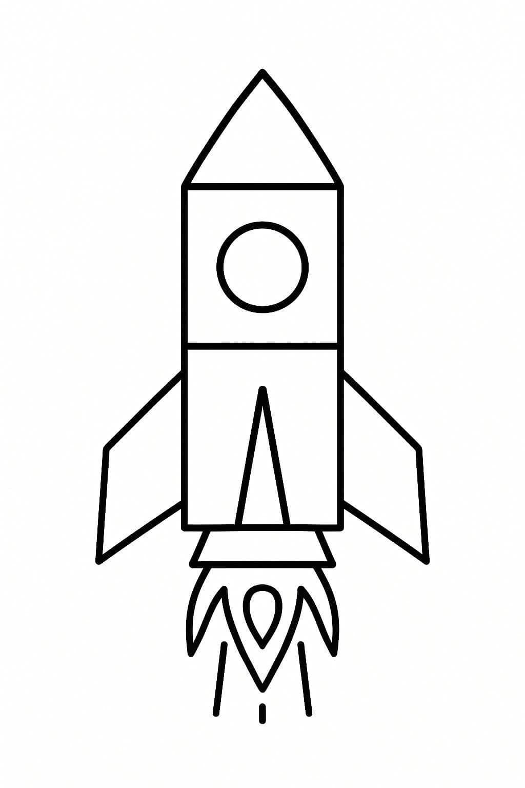 Geometric Rocket Coloring Page