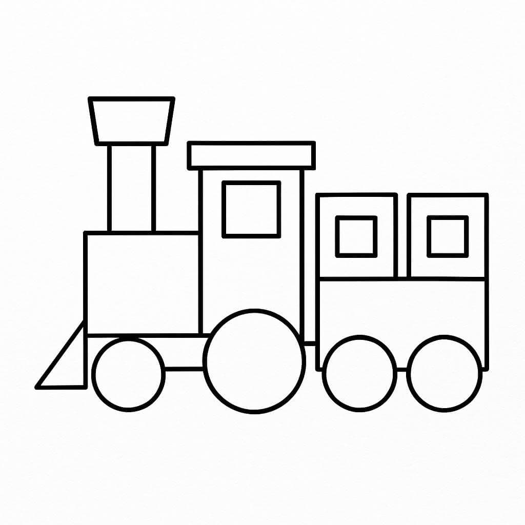 Geometric Train 2 Coloring Page