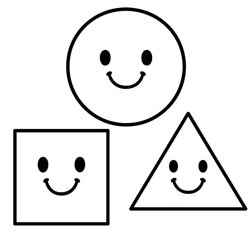 Smiling Basic Shapes 2 Coloring Page